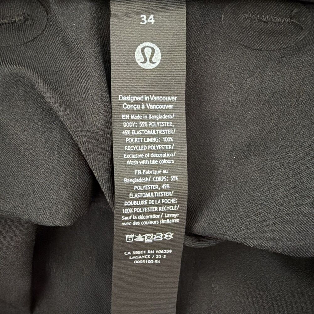Lululemon Pants Mens Sz 34 Black ABC Slim Tapered Twill Performance Trousers - Picture 8 of 16